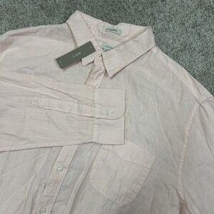J Crew Washed Linen Shirt Mens XL Button Up Classic Fit Pink Long Sleeve New